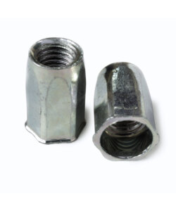 Hexagonal blind rivet nuts open-end reduced head